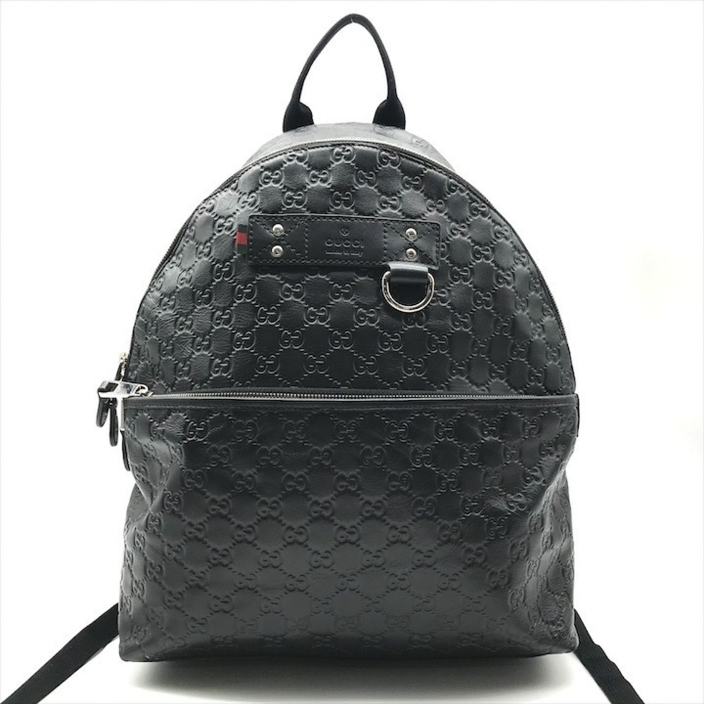 GUCCI Guccissima Sherry leather backpack black travel bag